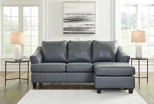 Vista 9 de Signature Design by Ashley Genoa - Sofá modular de cuero moderno con diván, color azul
