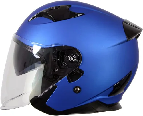 Vista 9 de Milwaukee Helmets MPH9823DOT 'Shift' - Casco azul de cara abierta 3/4 para hombres y mujeres con visera tintada desplegable