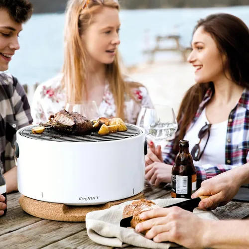 Vista 6 de BergHOFF LEO - Parrilla portátil para barbacoa de mesa con base resistente al calor, correa fácil de transportar y asas desmontables, elementos