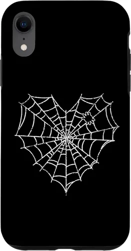 Vista 24 de iPhone 16 Halloween Spider Web Disfraz lindo corazón araña funda