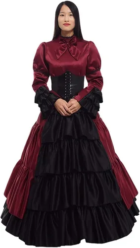 Vista 5 de GRACEART - Disfraz estilo victoriano , rococó, para mujer (vestido y miriñaque)
