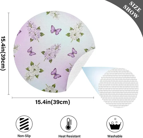 Vista 4 de Purple Butterflies Gradient Table Placemat, Washable Non Slip Heat Resistant Placemats for Kitchen one sizex1
