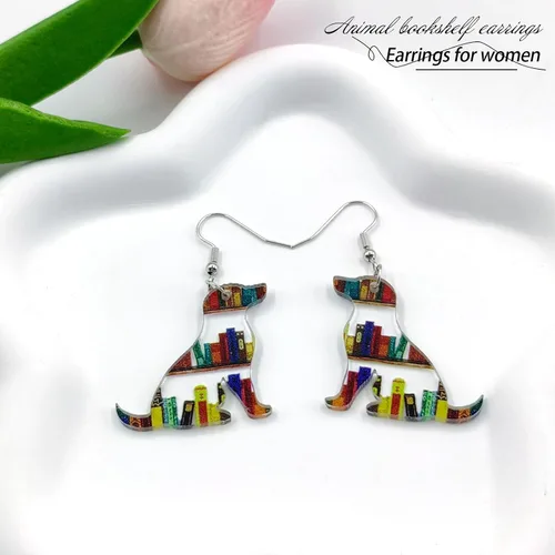 Vista 22 de Pendientes colgantes de libros para mujer, amantes de los libros, aretes acrílicos