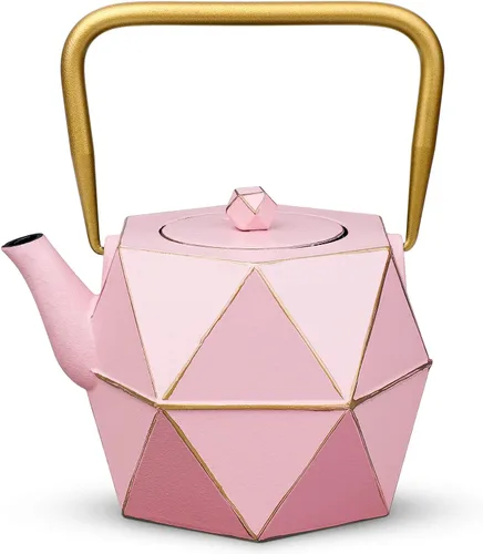 Vista 8 de Toptier Tetera con Infusor Extraíble, Hervidor de Té de Hierro Fundido Apto para Estufa, Diseño Cilíndrico de Geometría Sólida, Tetera Recubierta