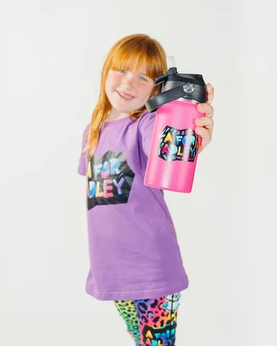 Vista 3 de A FOR ADLEY Merch Producto Oficial Adley's - Botellas de agua de neón súper frías y coloridas para diversión, escuela, viajes o en cualquier momento