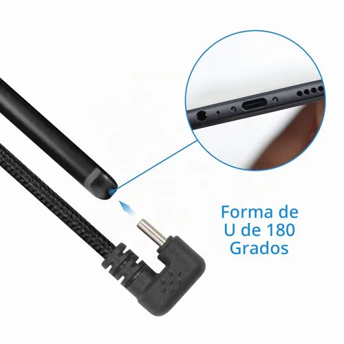 Vista 4 de Poyiccot Cable USB tipo C 3A de carga rápida, cable USB C de 180 grados, cable de carga USB C en forma de U, cable de transferencia