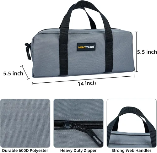 Vista 2 de MELOTOUGH Kit combinado de bolsa de herramientas utilitarias: incluye 2 bolsas organizadoras de herramientas medianas para electricista, fontanería