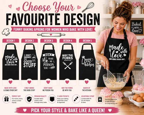 Vista 7 de Delantales Divertidos para Hornear para Mujeres y Hombres Lindo Delantal de Panaderos Regalos de Horneado Damas Cocina Cocinando Cumpleaños Mamá