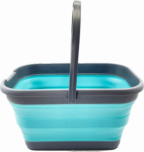 Vista 12 de SAMMART Cubo de agua plegable rectangular de 12 litros (3.1 galones) para campamento, pesca (gris (juego de 2))