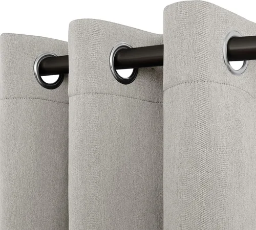 Vista 19 de Easy-Going - Cortinas opacas con aspecto de lino para oscurecer la habitación, con ojales para ventana, cortinas para dormitorio, sala de estar
