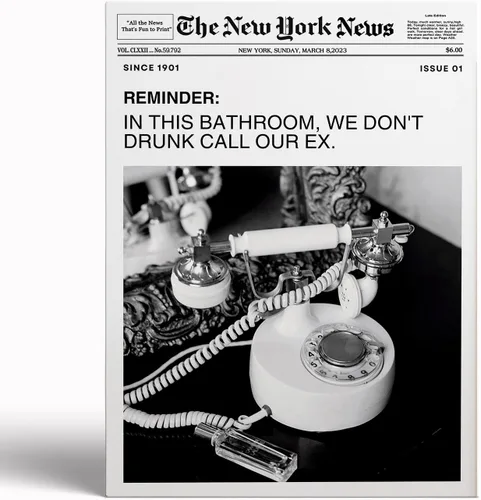 Vista 53 de Arte de pared de periódico de moda para niña, blanco y negro, decoración de pared de periódico estético retro, arte de pared feminista, póster