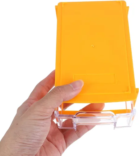 Vista 5 de Caja organizadora de cajones de escritorio modular apilable con múltiples contenedores de almacenamiento de plástico amarillo compacto