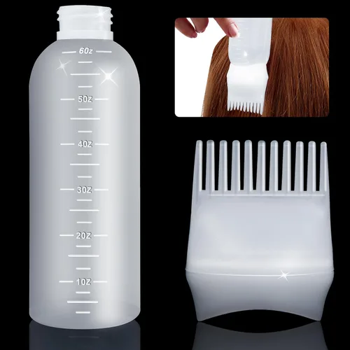 Vista 4 de ONLYFU 4 botellas aplicadoras de peine de raíz, botellas de tinte para el cabello de 6 onzas con peine y cepillo de aceite de plástico