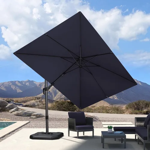 Vista 25 de PURPLE LEAF Sombrilla de patio de 8 pies para exteriores, sombrilla voladiza cuadrada de aluminio con rotación de 360 grados para jardín, terraza