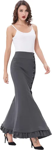 Vista 5 de Belle Poque BP203 - Falda de sirena con volantes estilo victoriano para mujer