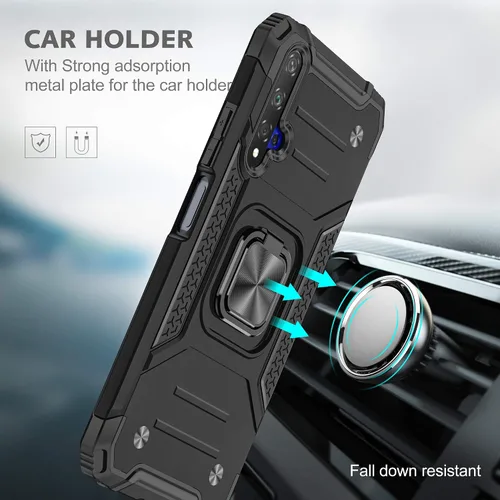 Vista 3 de Asuwish Funda para teléfono Huawei Nova 5T/Honor 20 con protector de pantalla de vidrio templado y soporte de anillo delgado híbrido accesorios