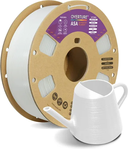 Vista 18 de Filamento OVERTURE ASA de 0.069 in, resistente a los rayos UV y a la intemperie, 2.2 lbs negro