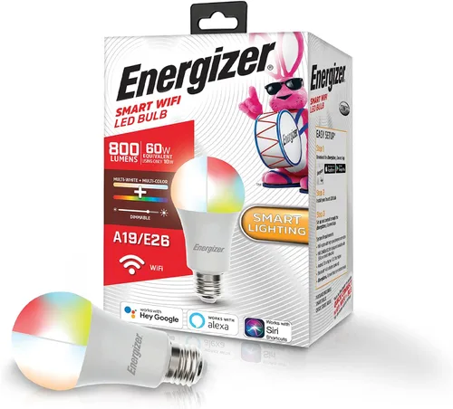 Vista 8 de Energizer Connect Smart A19 - Bombilla LED RGB multicolor y multicolor con control de voz y acceso remoto a través de tu teléfono inteligente