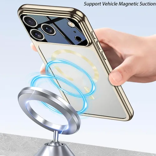 Vista 4 de Funda magnética para iPhone 17 Pro Max /17 Pro/Air/17, cubierta trasera de disipación de calor transparente ultra delgada, bisel galvanizado Plateado
