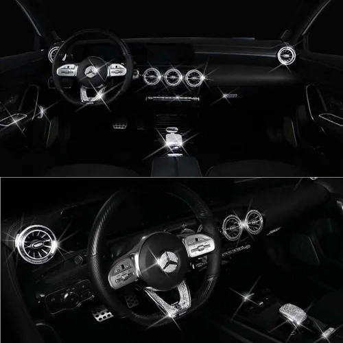 Vista 6 de Pursuestar Bling Bling - Cubierta para interruptor de control de encendido con botón de cristal, accesorios para el interior del automóvil