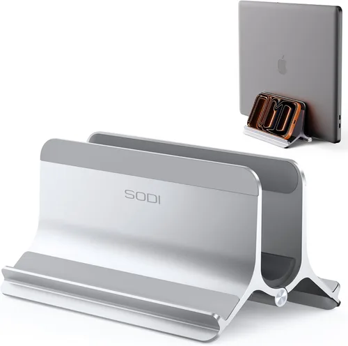 Vista 11 de Soporte vertical para laptop SODI para escritorio compatible con MacBook Air, soporte para MacBook Pro vertical de aluminio hasta 17 pulgadas Negro