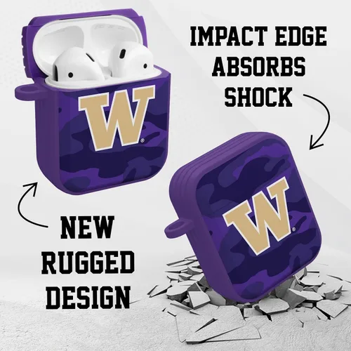 Vista 4 de AFFINITY BANDS Washington Huskies Camo HDX - Funda compatible con Apple AirPods Generaciones 1 y 2