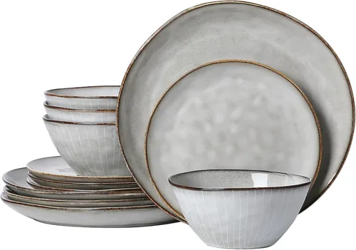 Vista 10 de Hand thrown 12 Piece Stoneware Dinnerware Sets-Service For 4, Blue