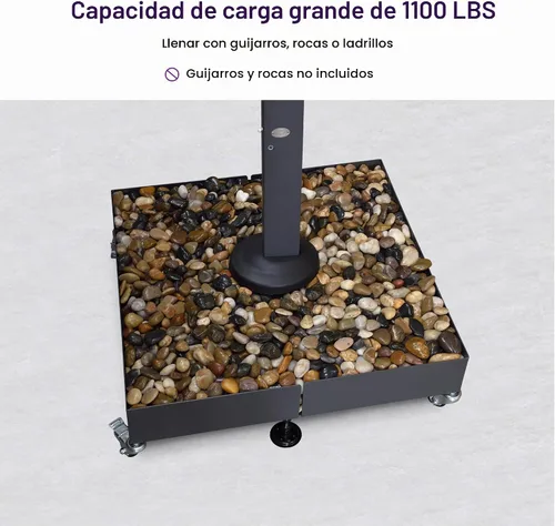 Vista 2 de PURPLE LEAF - Base de sombrilla para patio WK4500 con 4 ruedas bloqueables, capacidad de carga máxima de 1100 libras, base pesada de acero voladizo