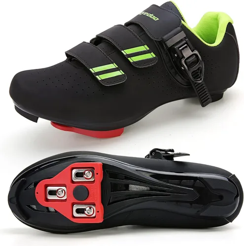 Vista 7 de Zapatos de ciclismo para hombre y mujer, compatibles con Pelaton, zapatos de bicicleta de carretera, preinstalados con clip de tacos Delta, pedal