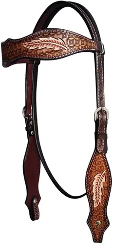 Vista 4 de HILASON Western HorseHeadstall - Juego de tachuelas de cuero americano con cuello de pecho