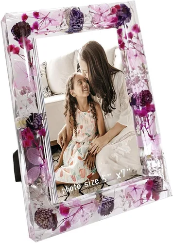 Vista 11 de Marco de fotos floral rosa de 5 x 7 pulgadas para decoración de pared y mesa, gran regalo conmemorativo, marcos de fotos únicos para decoración