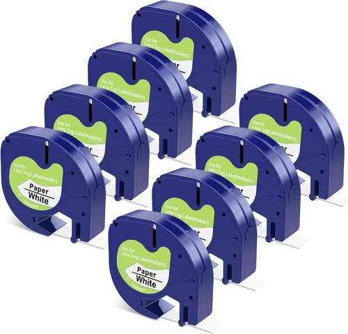 Vista 10 de Compatible con Dymo LetraTag Recambios para Etiquetadora 91330 Cinta de Papel para Etiquetadora 12mm x 4m (1/2" x 13') Reemplazo para dymo letra tag
