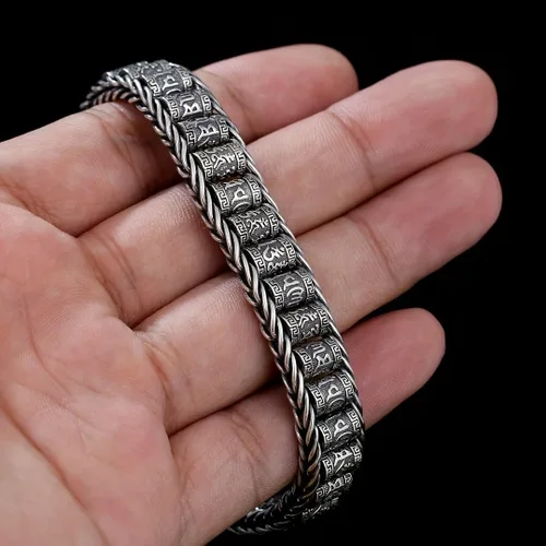 Vista 5 de Glowave 925 Sterling Silver Feng Shui Bracelet, Fortune Protection Bangle, Simple Lucky Creative Fengshui Decor for Wealth and Happiness Amulet