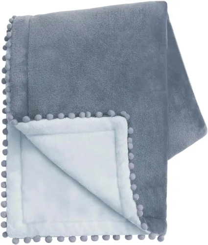 Vista 13 de MONDAY MOOSE Manta de forro polar acogedora con flecos de pompones, manta de franela súper suave, diseños de doble cara, para sofá, cama, decoración