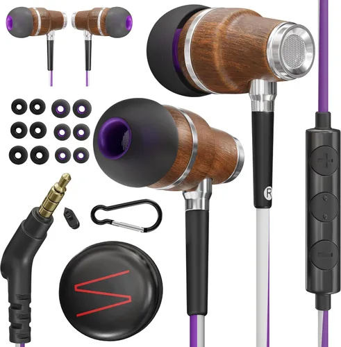 Vista 8 de Auriculares sintonizados NRG 3.0 Premium Madera aisladores de sonido, con micrófono y control de volumen, estilo madera
