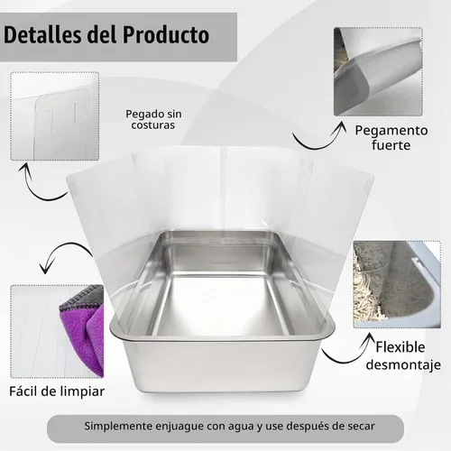 Vista 3 de YOILES 3 piezas de protectores contra salpicaduras de orina para caja de arena de gato, protector contra salpicaduras transparente fácil de limpiar