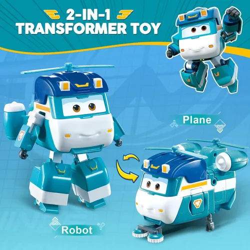 Vista 4 de Super Wings Juguetes, juguetes transformadores de brillo de 5 pulgadas, temporada 7, nuevo personaje, juguete de avión para niños de 3 a 5 años