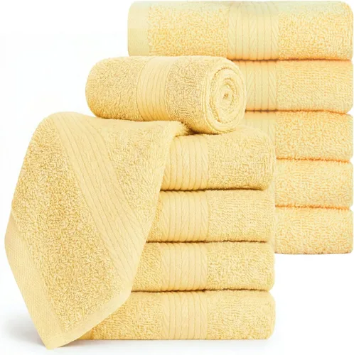 Vista 8 de Ample Decor Toallas 100% algodón de 12 x 12 pulgadas, 600 GSM, suaves y absorbentes, duraderas, juego de 10, color beige