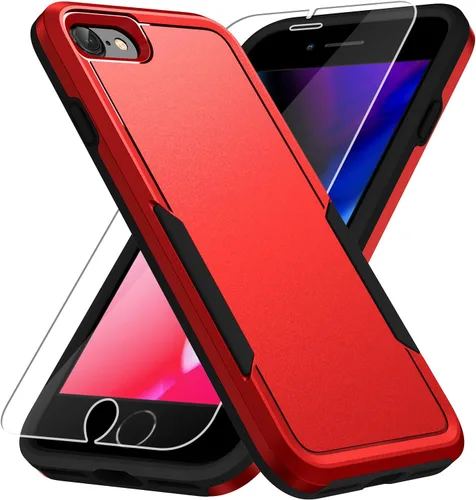 Vista 7 de Funda para iPhone SE 2022 (3ª)/2020 (2ª)/iPhone 7/8, con protector de pantalla, [prueba de caídas de grado militar], resistente, resistente, a Negro