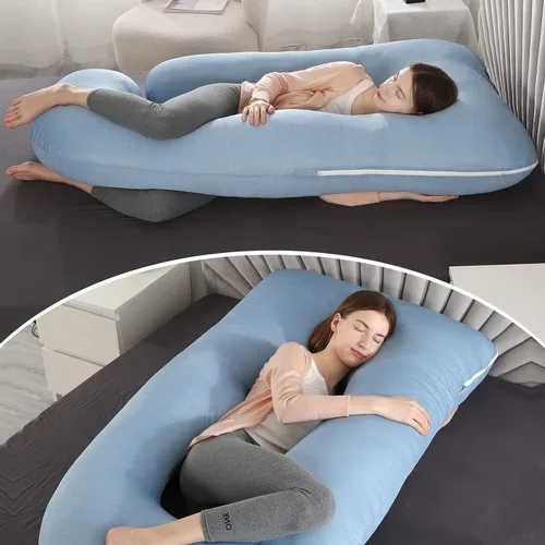 Vista 3 de Elover - Almohada de embarazo en forma de U, soporte de maternidad de cuerpo completo