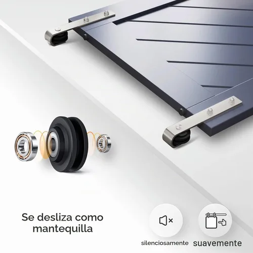 Vista 3 de EaseLife Kit de Rieles de Hardware de 5 Pies para Puerta Corredera de Granero de Níquel Cepillado, Polea J Básica, Trabajo Pesado, Se Desliza Suave