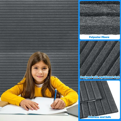 Vista 4 de Woanger Paquete de 5 paneles acústicos grandes de 47 x 24 x 0.4 pulgadas, paneles de amortiguación de sonido, autoadhesivos, absorbentes de ruido, a