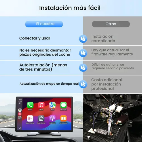 Vista 6 de Topexplore Carplay - Pantalla táctil portátil para automóvil, CarPlay inalámbrico de 9 pulgadas y actualización automática de Android