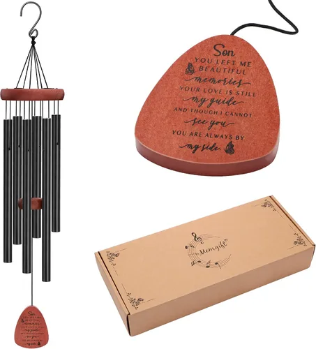Vista 6 de Memgift Carillón de viento conmemorativo para la pérdida de mamá, regalo de condolencias de madera de haya maciza, campanilla de viento de duelo al
