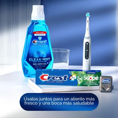 Vista 6 de Crema dental Crest Whitening Plus Scope, pasta de dientes Complete Active Fresh + blanqueamiento, 5.5 oz, pasta de dientes para dientes sensibles