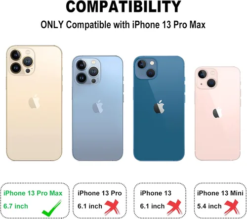 Vista 2 de Funda tipo cartera para iPhone 13 Pro Max, funda de piel sintética suave prémium con función atril y función atril para iPhone 13 Pro Max de 6.7
