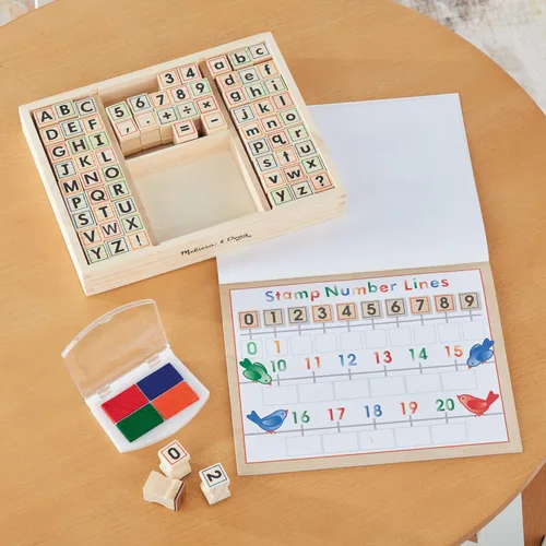 Vista 9 de Melissa & Doug - Juego de sellos de madera con letras y números ABC 123 con libro de actividades (idioma español no garantizado), 4