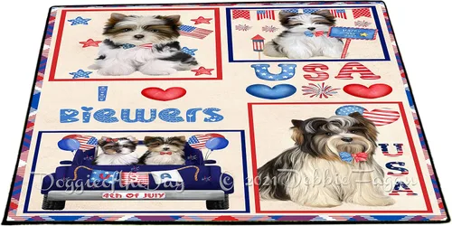 Vista 10 de Doggie of the Day Biewer Dogs Floor Mat - 4th of July Independence Day - Best Dog Doormat - Protector Decor - Unique Portrait Art - Premium Quality
