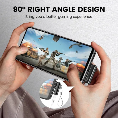 Vista 4 de MOSWAG Adaptador de auriculares USB C a conector tipo C de 0.138 in, micrófono auxiliar en ángulo derecho, dongle de audio de aleación de zinc