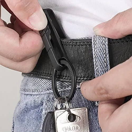 Vista 4 de TISUR Llavero con clip para cinturón, mosquetón de titanio con llavero desmontable para cinturón de trabajo, regalo para hombres y mujeres, anillo